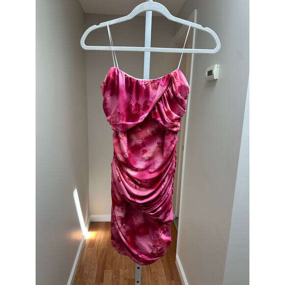 Amanda Uprichard Levi Mini Dress Pink Ruched size Small - Picture 6 of 7